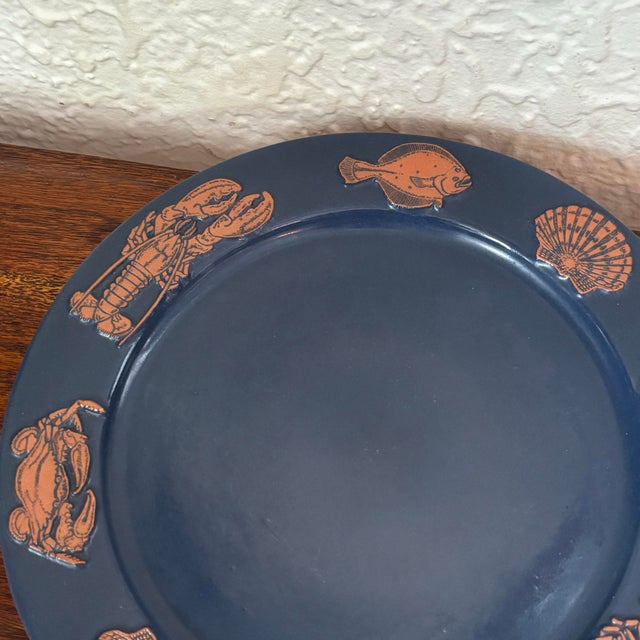 1980s Frankoma Earthenware Seafood Serving Plate and Bowl For Sale - Image 9 of 12