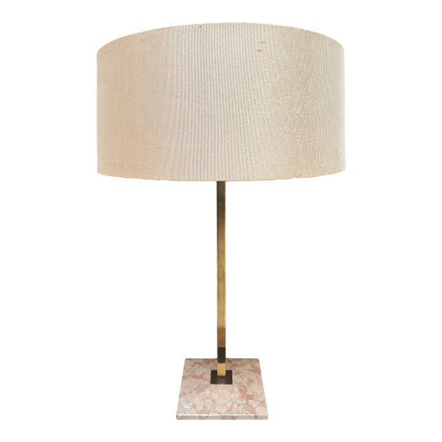 1950s Polished Brass & Marble Table Lamp Attributed to Gerald Thurston for Lightolier For Sale