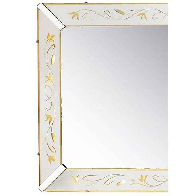 Etched and Reverse Gilt Mirrored Frame Art Deco Mirror With Foliate Detail For Sale - Image 4 of 6