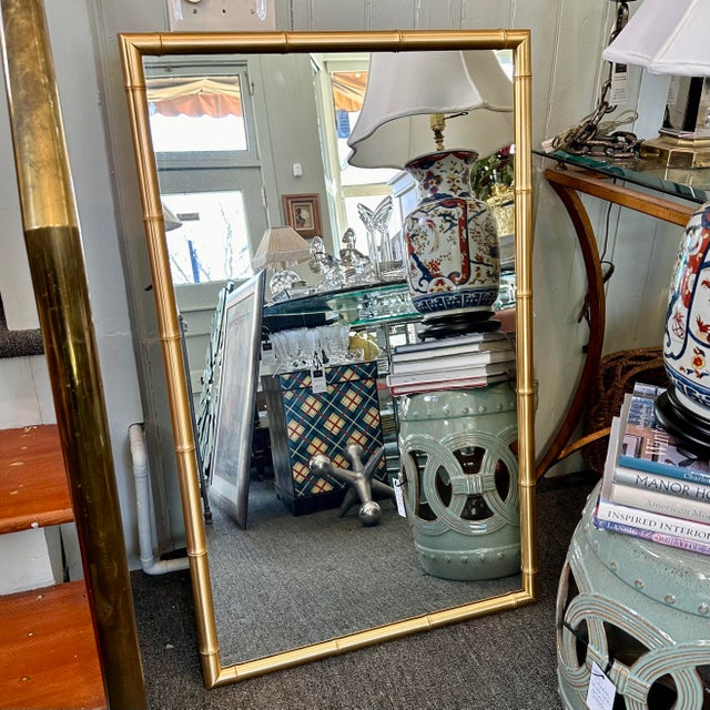Brushed Brass finish over base metal mirror. Excellent condition. Please note this mirror is a very heavy piece weighs...