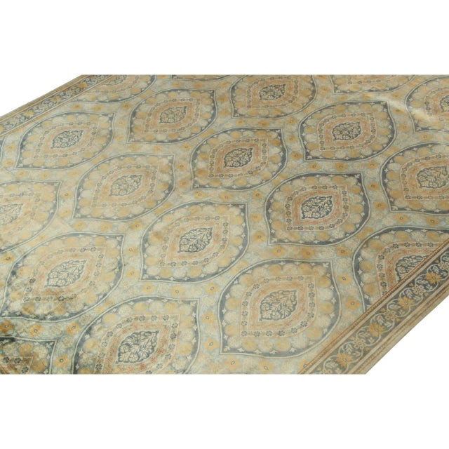 Rug & Kilim Rug & Kilim’s European Classic Style Rug With Blue and Gold Floral Pattern For Sale - Image 4 of 7