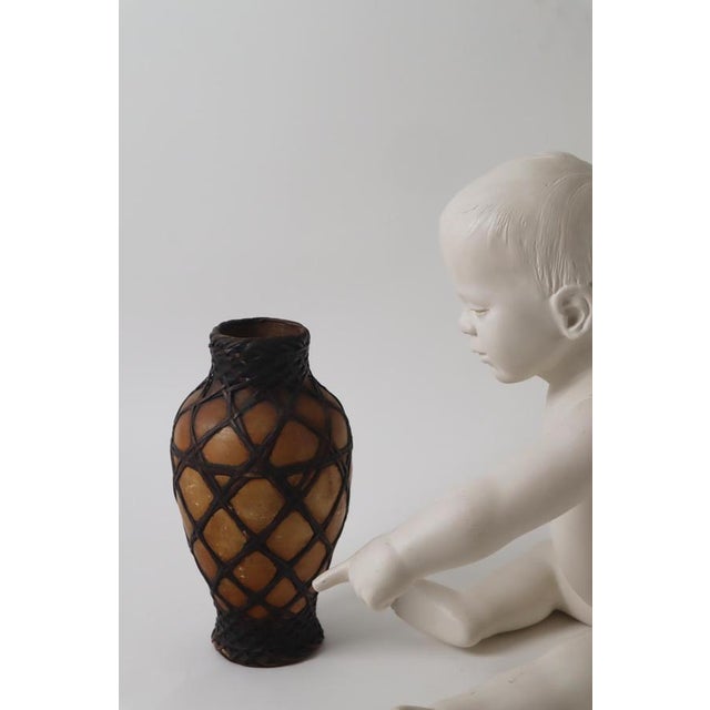 Antique Bamboo Braided Awaji Pottery Vase, Japan, 1900s For Sale - Image 9 of 10