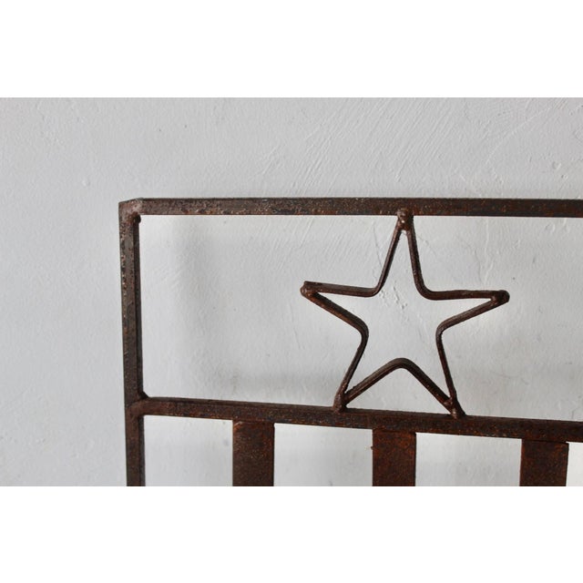 Rustic Western Style Wrought Iron Fireplace Log Holder Open Stars Cutouts Detail Vintage For Sale - Image 9 of 13