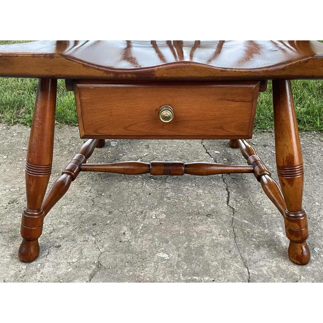 Mid 20th Century Vintage Walnut Pennsylvania Windsor Writing Chair With Two Drawers For Sale - Image 4 of 18