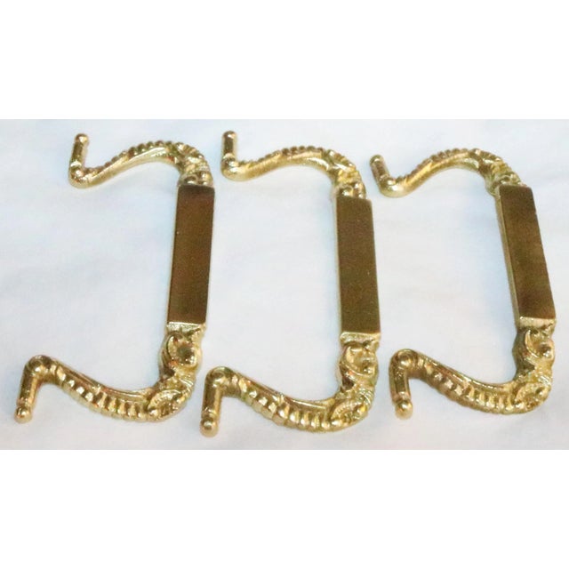 English Antique Early 20th Century Brass Drawer Pull Handles - Lot of 3 For Sale - Image 3 of 6