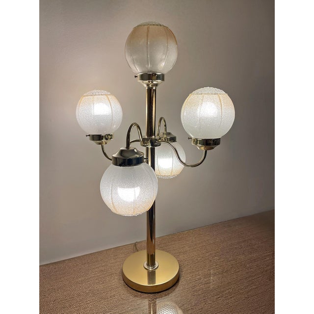 Vintage Five-Globe Brass Sculptural Table Lamp For Sale - Image 9 of 10