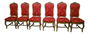 Hollywood Regency Chinoiserie Gold Frames Dining Chairs - Set of 6