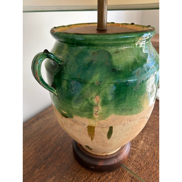 19th Century French Provincial Green Glazed Confit Jar, Converted to a Lamp For Sale In San Francisco - Image 6 of 9