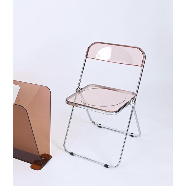 Acrylic Glass Pink and Chrome Plia Chairs by Piretti for Castelli, Italy, 1970s, Set of 4 For Sale - Image 6 of 18