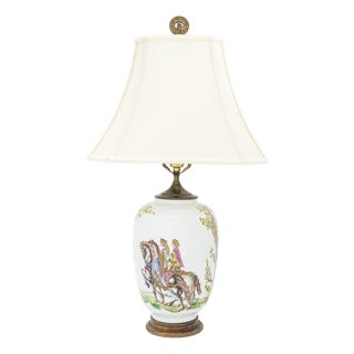 Augarten "Hirschjagd" Porcelain Vase Mounted Lamp For Sale