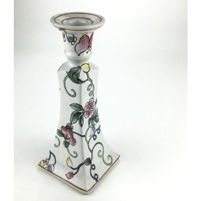 Vintage Ceramic Hand Painted Single Candlestick For Sale In Portland, ME - Image 6 of 10
