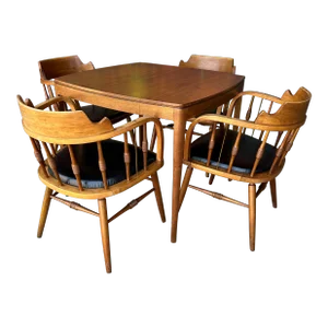 Stewart McDougall and Kipp Stewart for Drexel Declaration Walnut Game Table and Chairs
