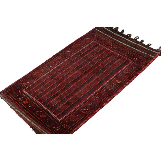 Rug & Kilim Rug & Kilim’s Baluch Tribal Scatter Rug in Crimson Red With Geometric Patterns For Sale - Image 4 of 8