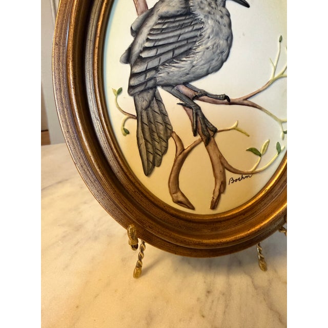 1950s Boehm Porcelain Fledgling Wall Art Bas-Relief Oval Frame For Sale - Image 6 of 9