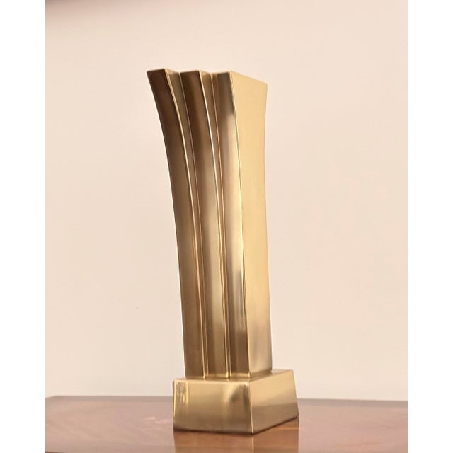 1970s 1970s Stiffel Brass Fan Uplight Table Lamp With Dimmer, Hollywood Regency Art Deco Revival For Sale - Image 5 of 8