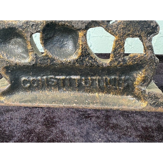 Black Vintage Cast Iron Uss Constitution “Old Ironsides” Ship Bookends – Nautical Americana, Set of Two For Sale - Image 8 of 10