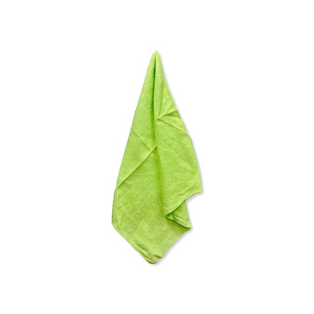 French Vintage French Lime Green Napkins, Set of 10 For Sale - Image 3 of 5