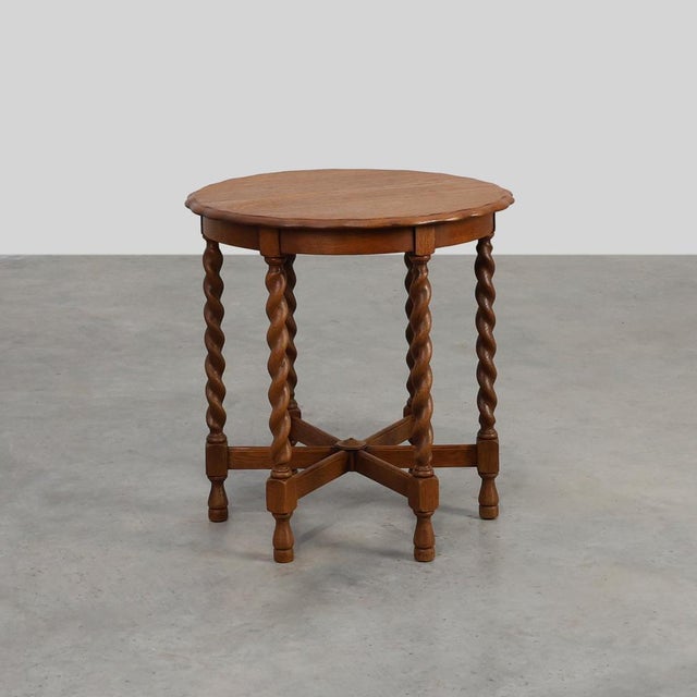 Oak Carved Side Table with Barley-Twist Legs, France, 1890s For Sale - Image 12 of 12
