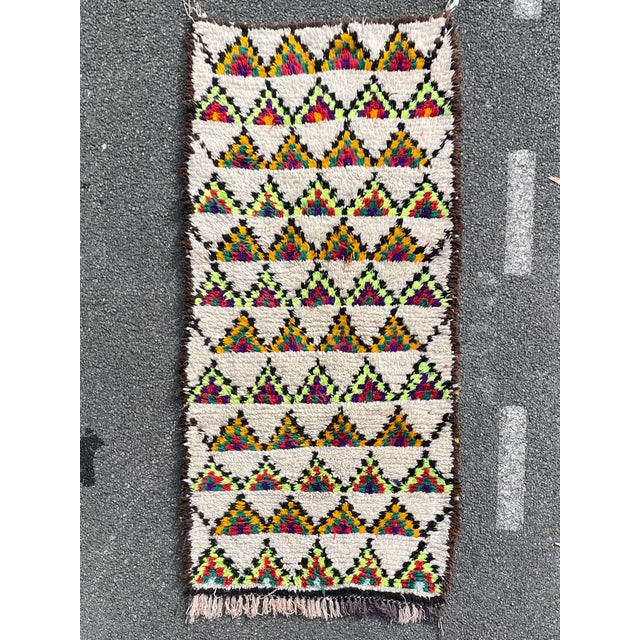 1980s Moroccan Berber Vintage Azilal Handmade Rug, 3'6 X 7'54 For Sale - Image 11 of 11