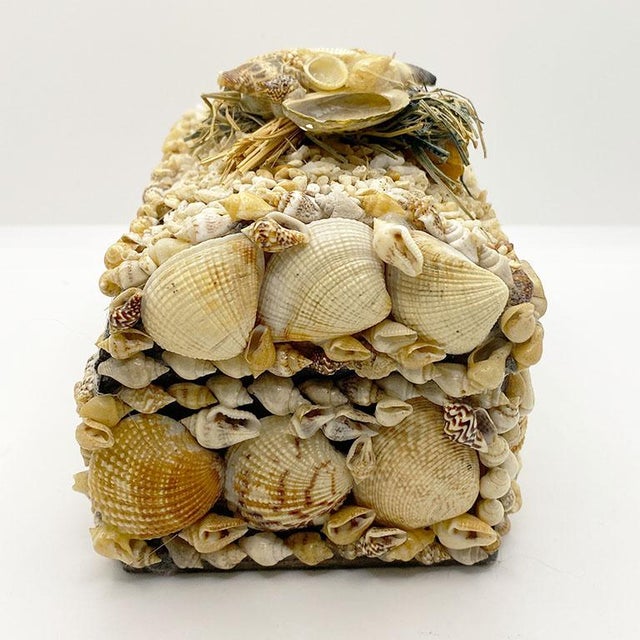 Traditional Antique Sea Shell Decorative Coffin Box With Lid For Sale - Image 3 of 7