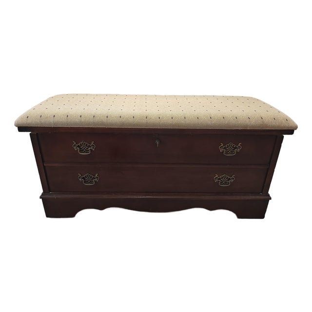 Vintage Virginia Maid by Lane Upholstered Cedar Hope Chest For Sale