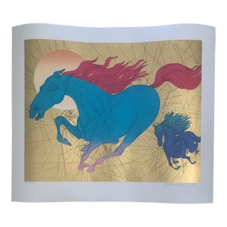 2006 Equus by Guillaume Azoulay Gold Leaf Serigraph, Unframed For Sale