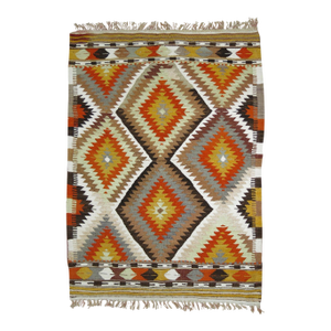 Mid 20th Century Geometric Turkish Kilim Flat-Weave
