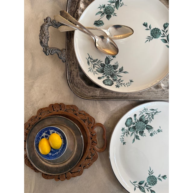 1960s Pickard Ravenswood 8 Inch Dinner Plates Green Floral - Set of Three (3) For Sale - Image 9 of 9