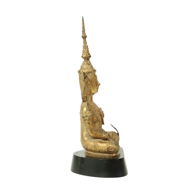 Gilded Bronze Buddha on Wooden Base, Thailand For Sale - Image 5 of 14