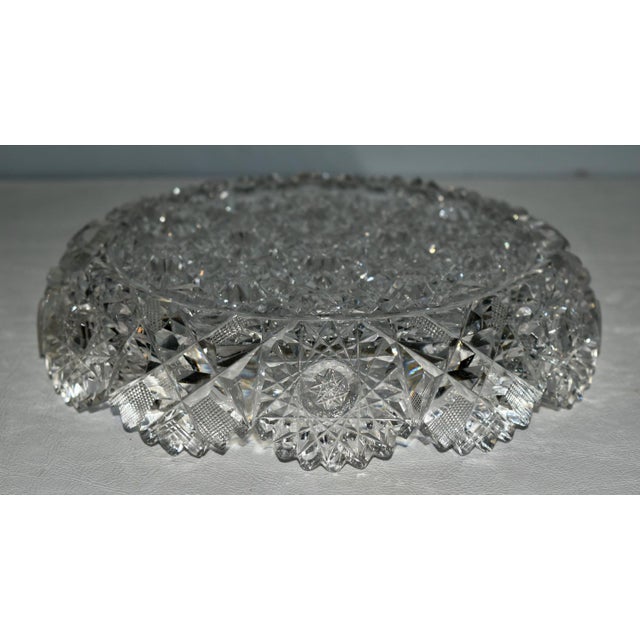 Transparent Antique American Brilliant Cut Crystal Shallow Bowl For Sale - Image 8 of 11