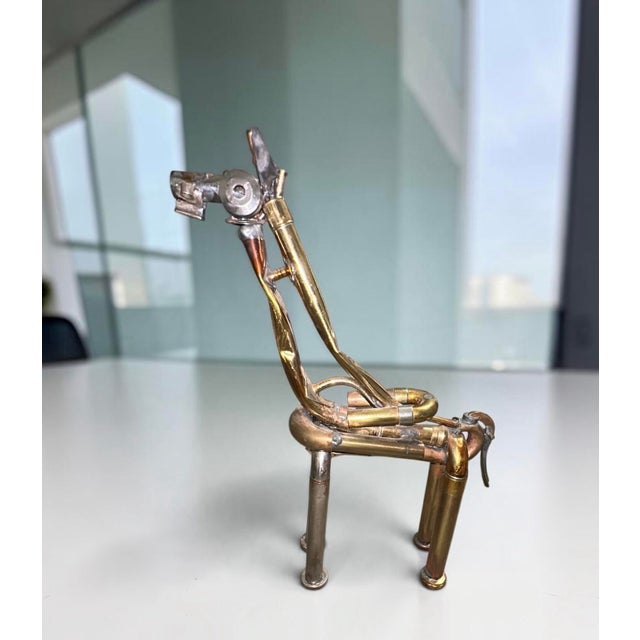 Mid-Century Modern One-of-a-Kind Giraffe Sculpture Handcrafted From Vintage Trumpet Parts For Sale - Image 3 of 8