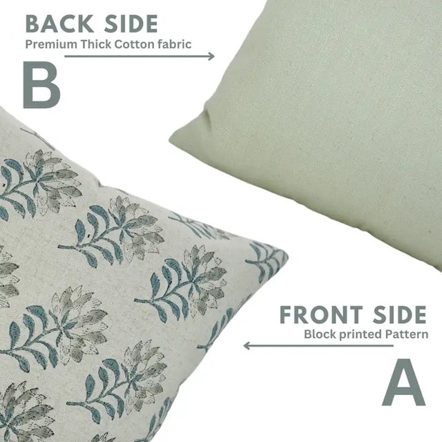 Not Yet Made - Made To Order Block Print Water Replicant Cushion Cover 24x24 Inch Cotton Linen- Summer Flower For Sale - Image 5 of 6