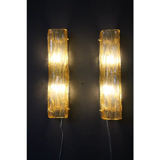 Golden Square Murano Glass Sconces in the style of Mazzega, 1980s, Set of 2 For Sale - Image 7 of 16