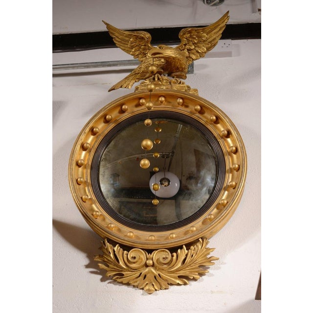 Large Antique Regency Gilt Convex Mirror, 1825 For Sale - Image 9 of 10