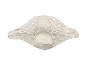Vintage ABP Etched Flower Cut Glass Fruit Bowl