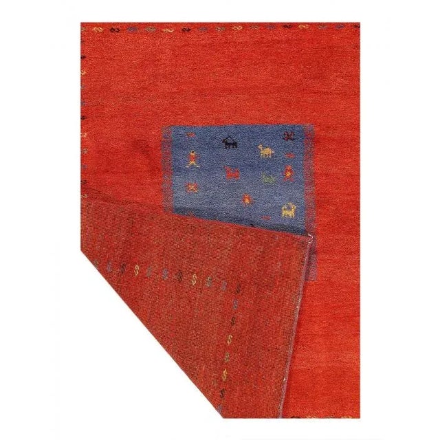 Modern Pasargad Red Hand Knotted Gabbeh Rug For Sale - Image 3 of 4