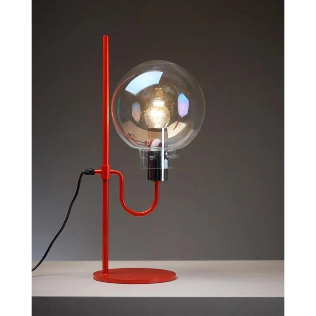 Mid-Century Modern Table Lamp with Clear Iridescent Glass Sphere for Bag Turgi, 1960s For Sale - Image 3 of 10