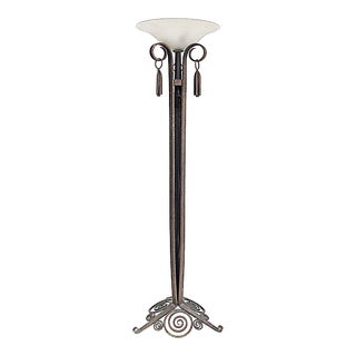 Manner of Edgar Brandt Torchiere Floor Lamp, Art Deco Style For Sale