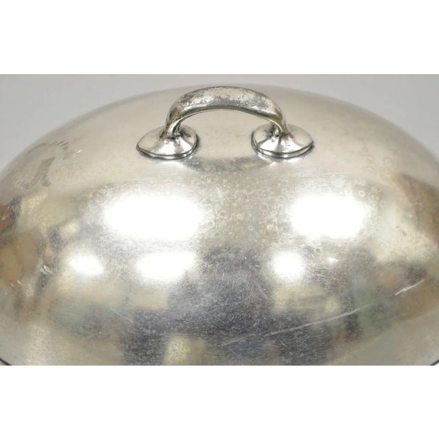 Early 1900s Antique Lexington Silver Plated Edwardian Oval Small Serving Platter Lid Dome For Sale - Image 4 of 12
