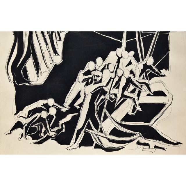 Egbert Bruckner, In the Shadow of Tomorrow (The Last Act), 1948, Ink Drawing For Sale - Image 7 of 14
