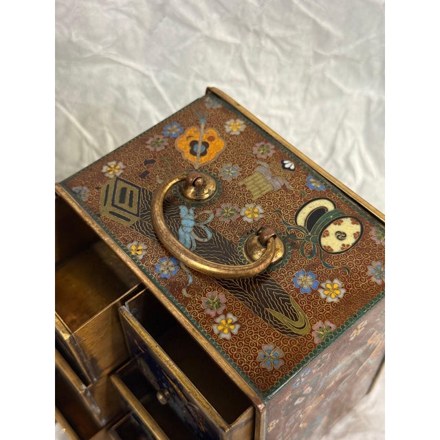Paint Japanese Cloisonne Enamel Rare Six Drawer Jewelry Chest, Attributed to Inaba For Sale - Image 7 of 16