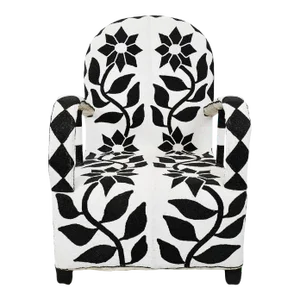Vintage Black & White Yoruba Beaded Chair