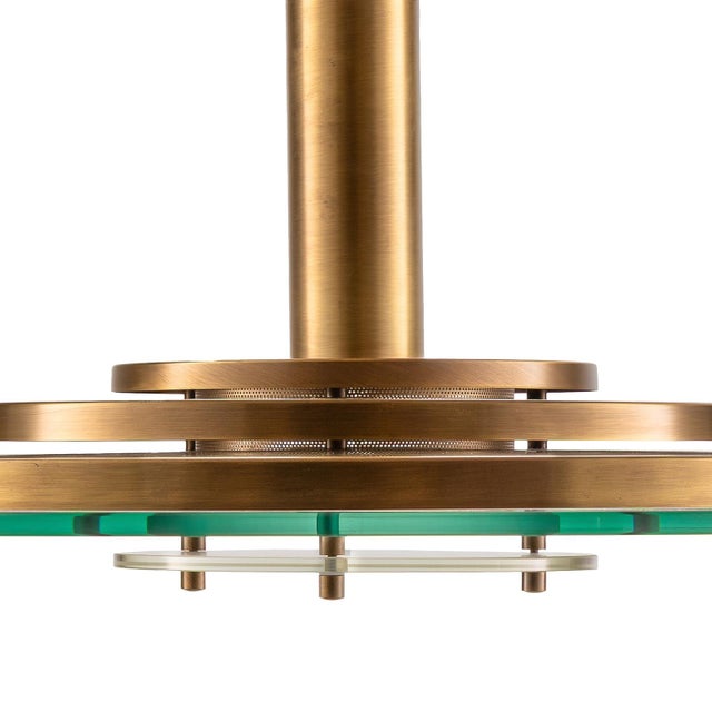 1970s Vintage Pendant Lamp in Brass and Glass from Hillebrand Leuchten, Germany, 1970s For Sale - Image 5 of 12