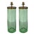Vintage Peter Rocchia for the Wicker Works Modern Thick Green Glass Cylinder Table Lamps Pair For Sale