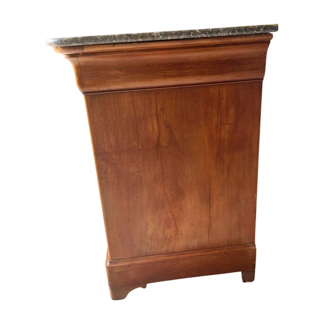 French 19th Century Louis Philippe Walnut Commode With Marble Top For Sale - Image 3 of 12
