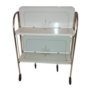 Mid-Century Atomic Fold-Away Metal Bar Cart For Sale