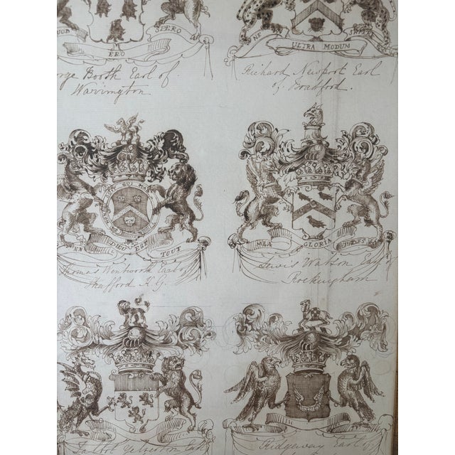 Two English 18th Century Pen and Ink Heraldic Illustrations of the Achievements of Earls For Sale In Los Angeles - Image 6 of 8