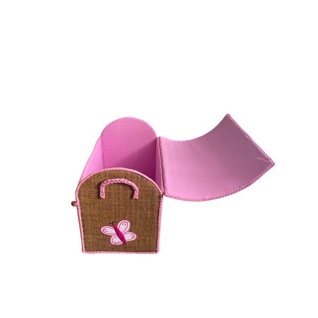 Textile Whimsical Handcrafted Raffia Giraffe Toy Box For Sale - Image 7 of 9