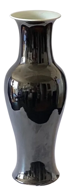 18th Century Mirror Black (Woo Chin) Balaster Vase Qing Dynasty