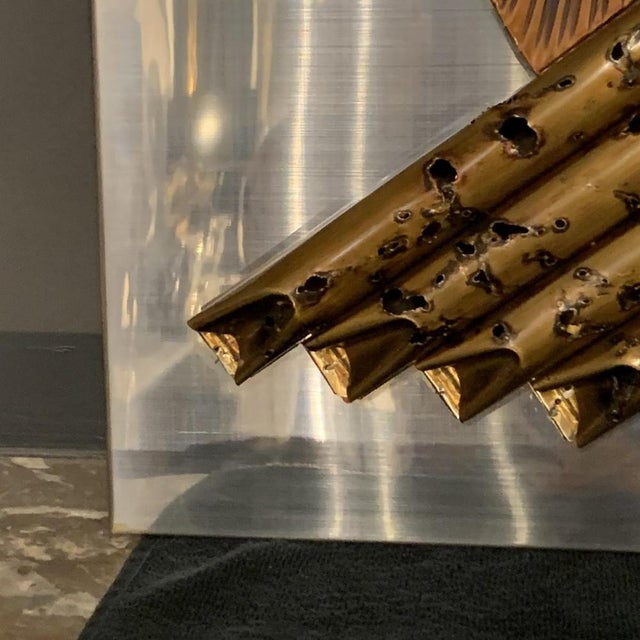 Abstract Brutalist Brass Wall Sculpture, 1970s For Sale - Image 10 of 17